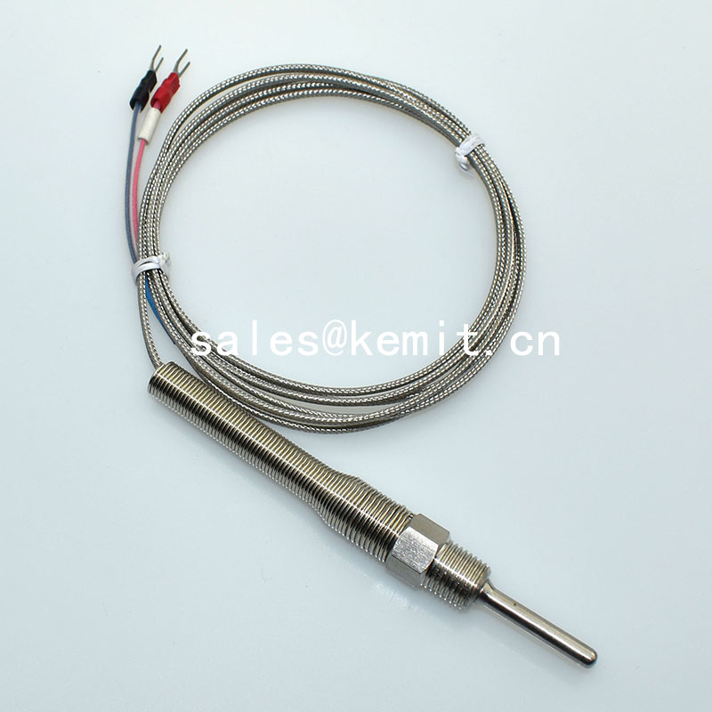 KTR1252 NPT threaded K type thermocouple with anti-bend spring